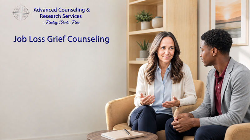 A counselor talking with a young adult client during a counseling session about a difficult job search in Pennsylvania